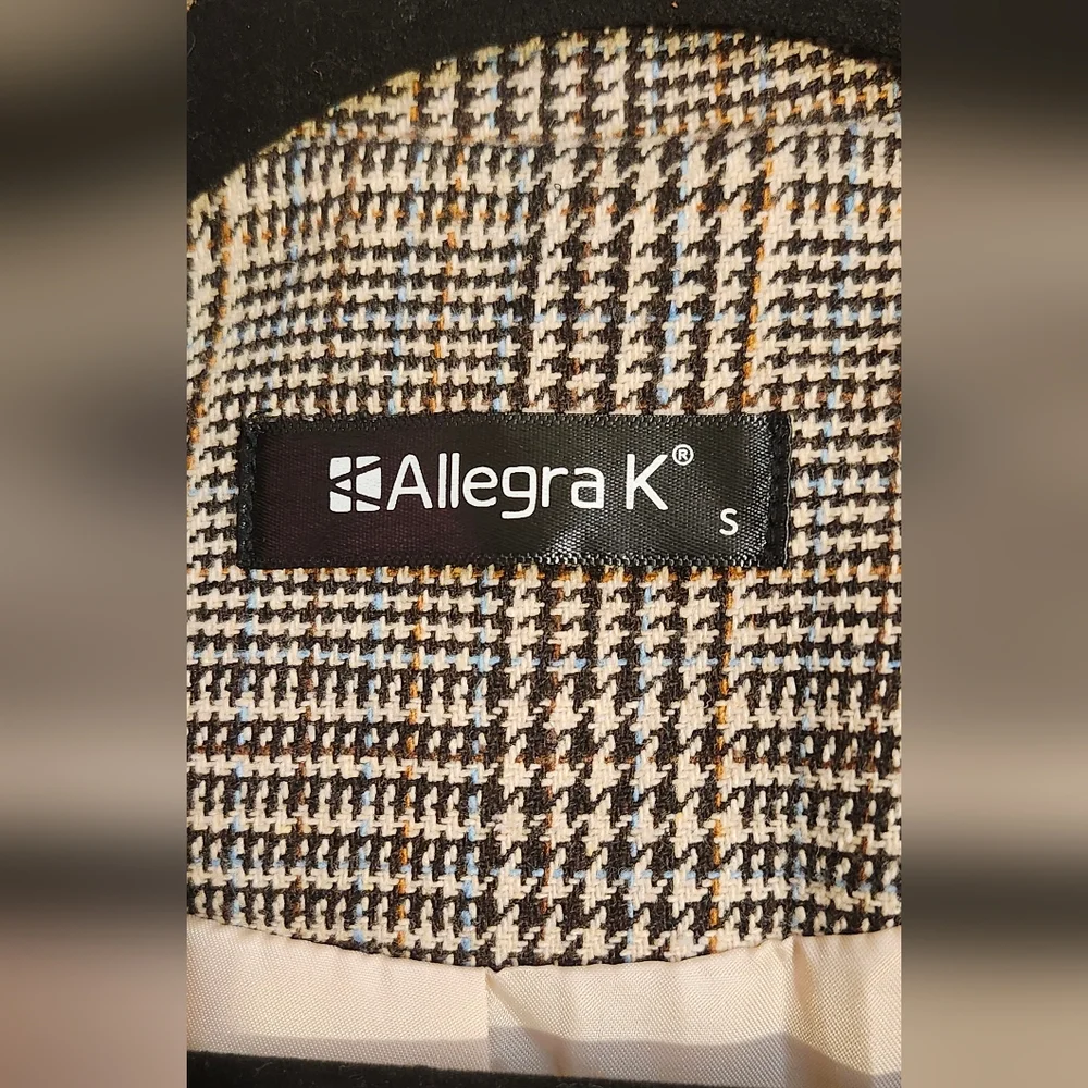 Brown Plaid Allegra K Blazer Professional Business Jacket Eclectic Grandpa Small - Picture 6 of 6